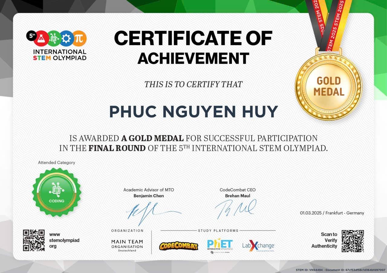 2 CGERS GHI DẤU ẤN XUẤT SẮC TRONG KỲ THI STEM OLYMPIAD QUỐC TẾ 2025