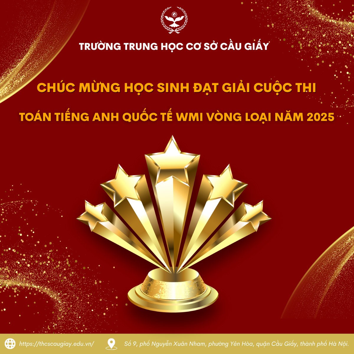 CHÚC MỪNG CÁC EM HỌC SINH ĐẠT HUY CHƯƠNG CUỘC THI TOÁN QUỐC TẾ WMI 2025!