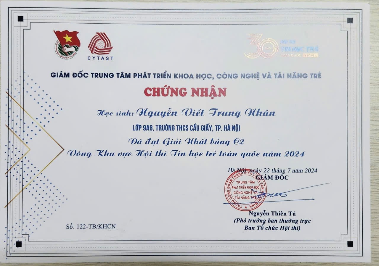 TRÁI NGỌT TỪ CUỘC THI TIN HỌC TRẺ NĂM 2024